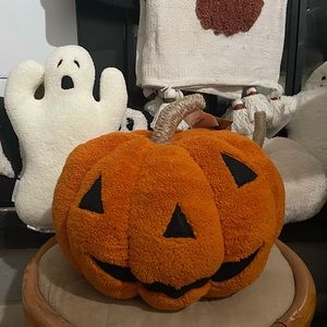 Jack O Lantern Halloween Pumpkin Pillow 12” NWT Pottery Barn Dupe